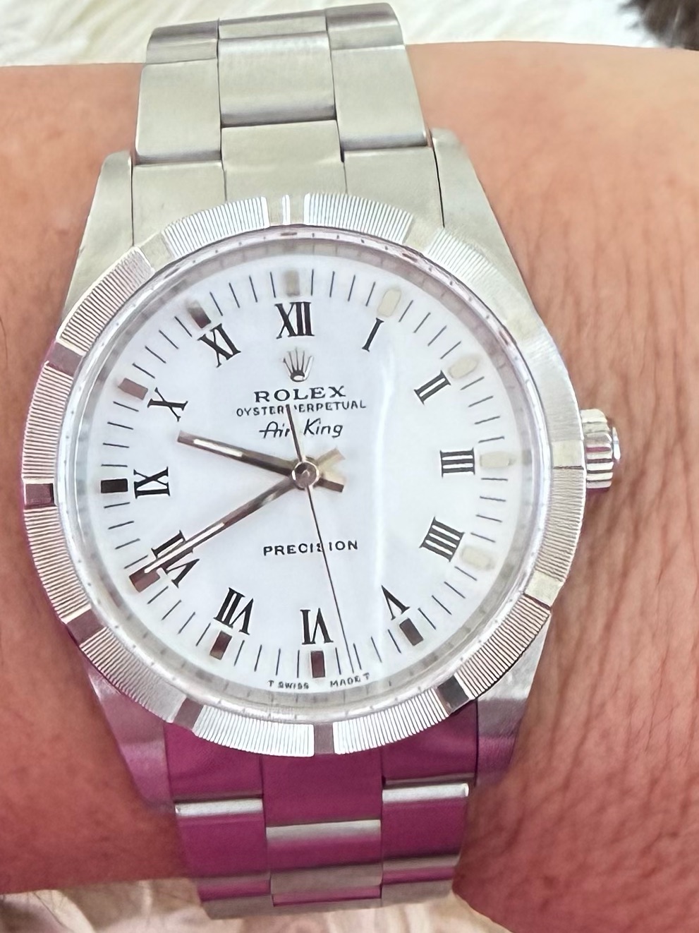 Rolex Air King Precision 34mm White IndexRoman Dial Original Bezel  Paperwork